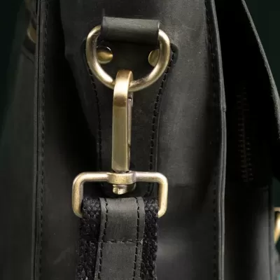 Czarna Torba do Pracy Skórzana Vintage z kieszeniami i klapą Outlander BL114 - 7