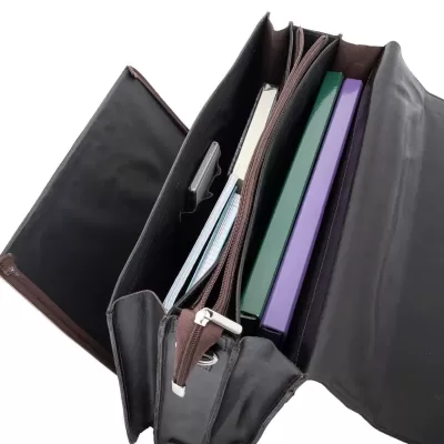 Ciemnobrązowa Teczka Skórzana z paskiem na Ramię BN93 - 4