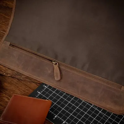 Brązowa Torba do Pracy Męska vintage z Klapą Skórzana Outlander BL161 - 9