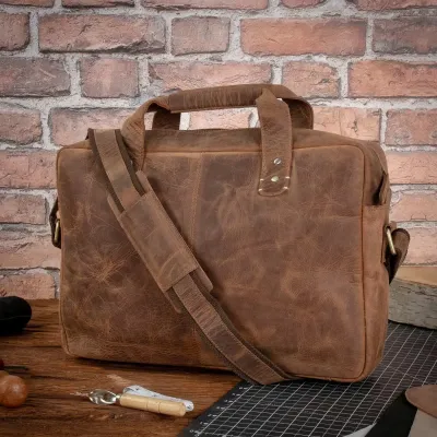 Brązowa Torba Męska Skóra Naturalna Vintage na Laptopa 15,6 Outlander BL131 - 5