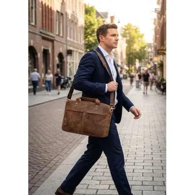 Brązowa Torba Męska Skóra Naturalna Vintage na Laptopa 15,6 Outlander BL131 - 3