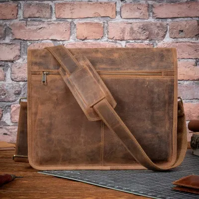Brązowa Torba na Ramię Męska Skórzana z gładką Klapą Vintage Outlander BH73SBH - 2