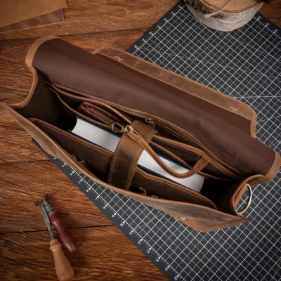 Brązowa Torba na Ramię Męska Skórzana z gładką Klapą Vintage Outlander BH73SBH - 3