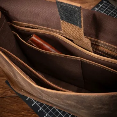 Brązowa Torba na Ramię Męska Skórzana z gładką Klapą Vintage Outlander BH73SBH - 4
