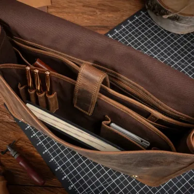 Brązowa Torba na Ramię Męska Skórzana z gładką Klapą Vintage Outlander BH73SBH - 5
