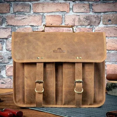 Brązowa Torba Męska Skórzana Vintage na Laptopa 15,6 z kieszeniami Outlander BH74SBH - 2