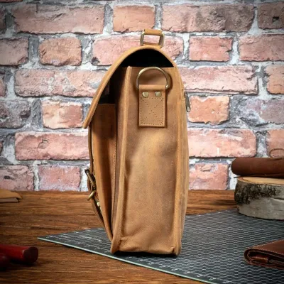 Brązowa Torba Męska Skórzana Vintage na Laptopa 15,6 z kieszeniami Outlander BH74SBH - 10