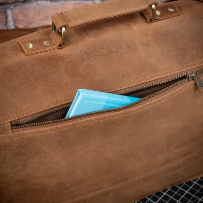 Brązowa Torba Męska Skórzana Vintage na Laptopa 15,6 z kieszeniami Outlander BH74SBH - 9