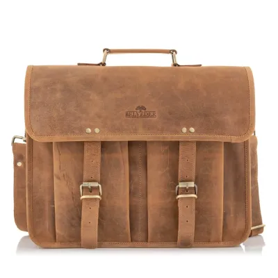 Brązowa Torba Męska Skórzana Vintage na Laptopa 15,6 z kieszeniami Outlander BH74SBH - 15