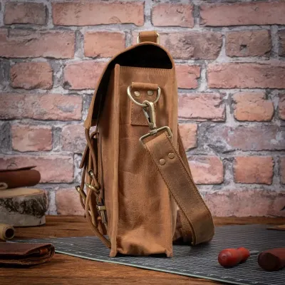 Brązowa Torba Męska do pracy Skórzana Vintage na Laptopa 15,6 Outlander BH72SBH - 11