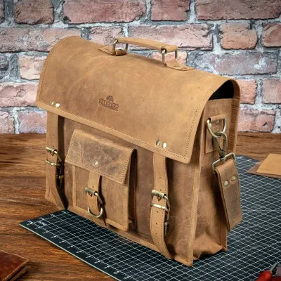 Brązowa Torba Męska do pracy Skórzana Vintage na Laptopa 15,6 Outlander BH72SBH - 5