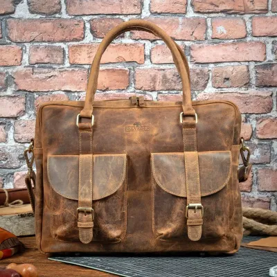 Torba na Laptopa 15,6 Skórzana Retro Vintage brązowa Outlander BVL92SBH - 2
