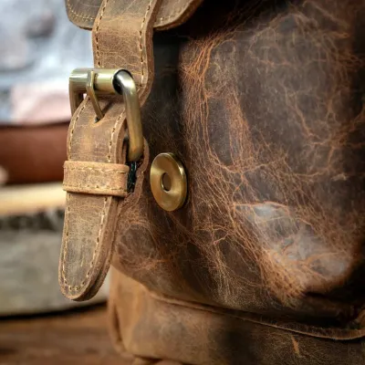 Torba na Laptopa 15,6 Skórzana Retro Vintage brązowa Outlander BVL92SBH - 5