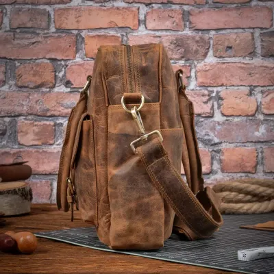 Torba na Laptopa 15,6 Skórzana Retro Vintage brązowa Outlander BVL92SBH - 4