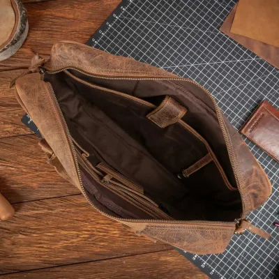 Torba na Laptopa 15,6 Skórzana Retro Vintage brązowa Outlander BVL92SBH - 8
