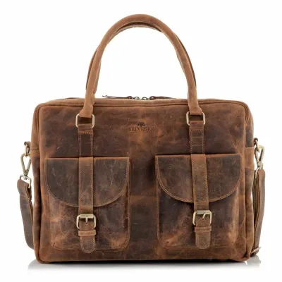 Torba na Laptopa 15,6 Skórzana Retro Vintage brązowa Outlander BVL92SBH - 13