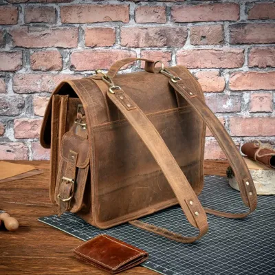 Tornister Plecak i Torba Skórzany Vintage Retro brązowy Outlander BR91SBH - 4