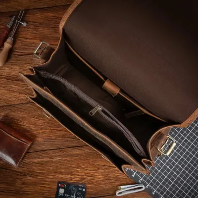 Tornister Plecak i Torba Skórzany Vintage Retro brązowy Outlander BR91SBH - 9