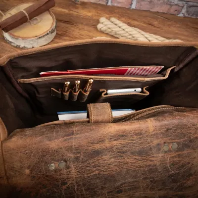 Tornister Plecak Skórzany Vintage Unisex na Laptopa 15,6 brązowy Outlander BT09SBH - 10