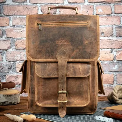 Tornister Plecak Skórzany Vintage Unisex na Laptopa 15,6 brązowy Outlander BT09SBH - 1
