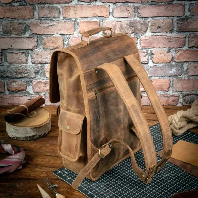 Tornister Plecak Skórzany Vintage Unisex na Laptopa 15,6 brązowy Outlander BT09SBH - 13