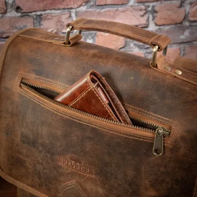 Tornister Plecak Skórzany Vintage Unisex na Laptopa 15,6 brązowy Outlander BT09SBH - 8