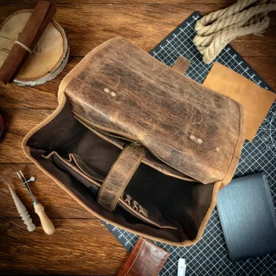 Tornister Plecak Skórzany Vintage Unisex na Laptopa 15,6 brązowy Outlander BT09SBH - 3