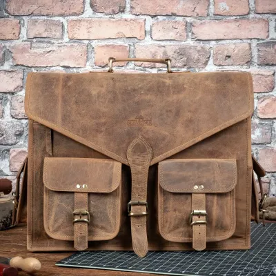 Brązowa Torba Męska na Laptopa 17 Skórzana duża z wieloma Kieszeniami Outlander BH71SBH - 1