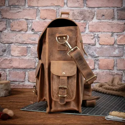 Brązowa Torba Męska na Laptopa 17 Skórzana duża z wieloma Kieszeniami Outlander BH71SBH - 6