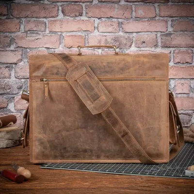 Brązowa Torba Męska na Laptopa 17 Skórzana duża z wieloma Kieszeniami Outlander BH71SBH - 3