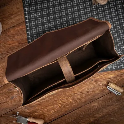 Brązowa Torba Męska na Laptopa 17 Skórzana duża z wieloma Kieszeniami Outlander BH71SBH - 11