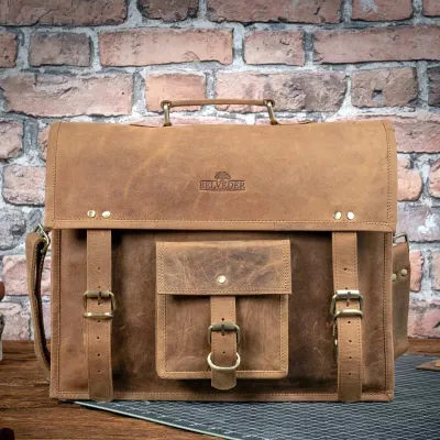 Brązowa Torba Męska do pracy Skórzana Vintage na Laptopa 15,6 Outlander BH72SBH - 1