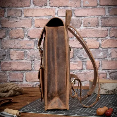 Tornister Plecak Skórzany na Laptopa 15,6 do pracy Vintage Unisex brązowy Outlander BT06SBH - 4