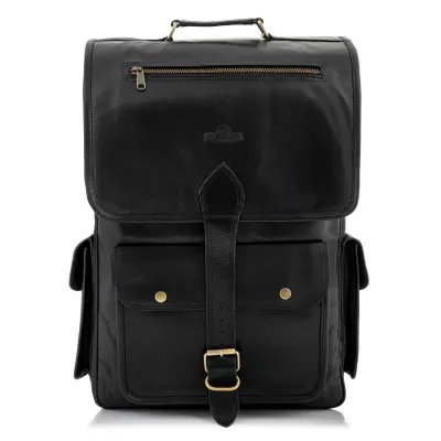 Tornister Plecak na Laptopa 17,3 Skórzany Vintage Unisex czarny Outlander BT09GA