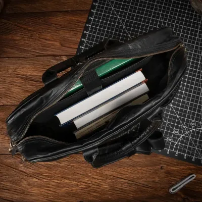 Torba na Laptopa 15,6 Skóra Naturalna do Pracy na Dokumenty Czarna S24GA - 3