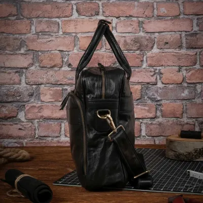 Torba na Laptopa 15,6 Skóra Naturalna do Pracy na Dokumenty Czarna S24GA - 6