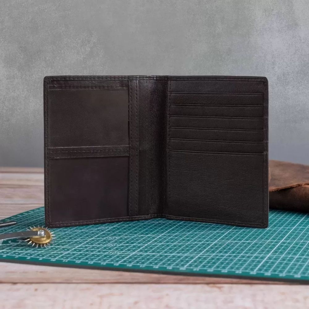 duzy brazowy portfel meski slim wallet na karty i dowod rejestracyjny sh cc27