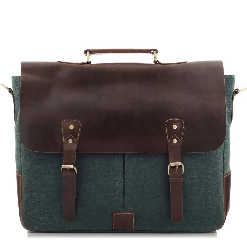 torba vintage skorzano plocienna na laptopa 156 zielona forester bf91